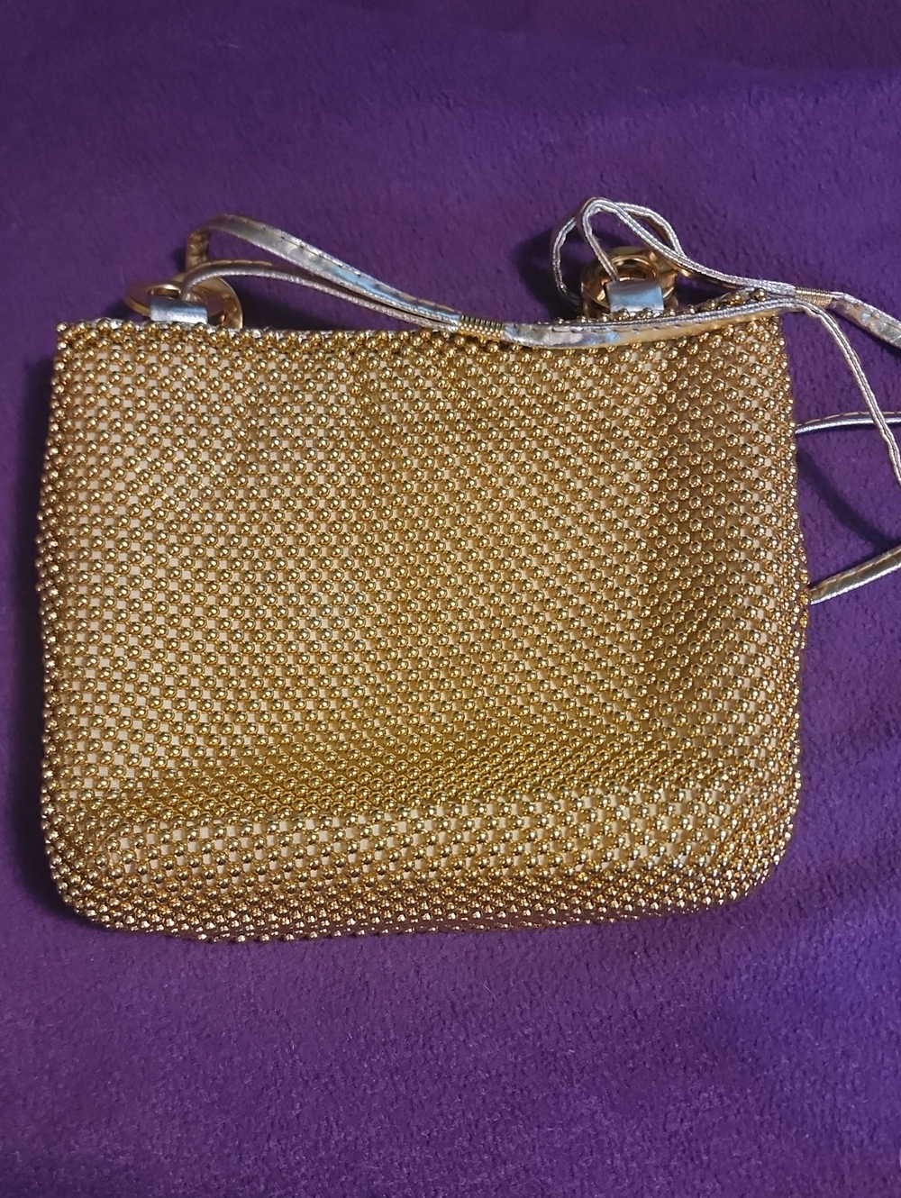 Vintage Bags by Marlo Gold Caviar Beaded Evening Crossbody Purse Clutch
